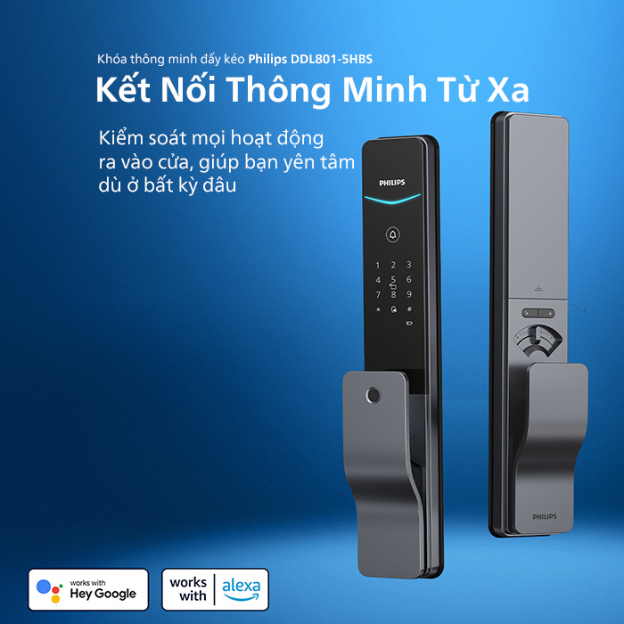 Khóa cửa vân tay Philips DDL801 5HBS Khóa cửa vân tay Philips DDL801 5HBS
