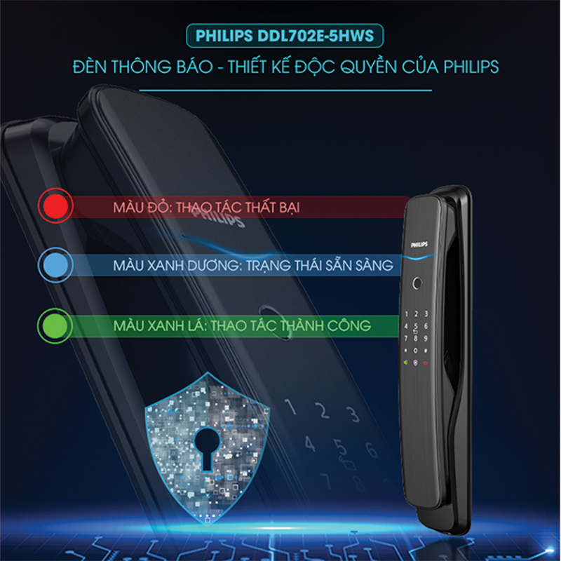 Khóa cửa thông minh vân tay cao cấp Philips DDL702E-5HWS Khóa cửa thông minh vân tay cao cấp Philips DDL702E-5HWS