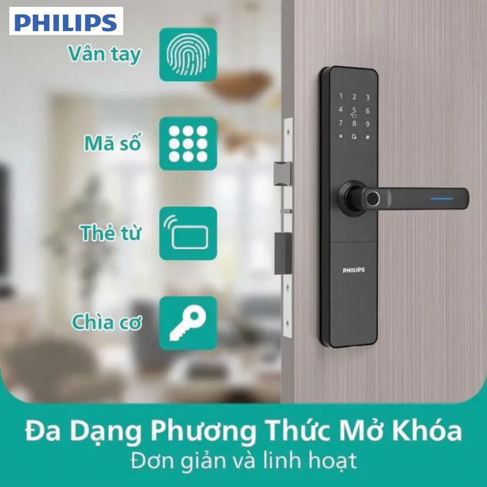 Khóa cửa vân tay Philips DDL609-5HS Khóa cửa vân tay Philips DDL609-5HS